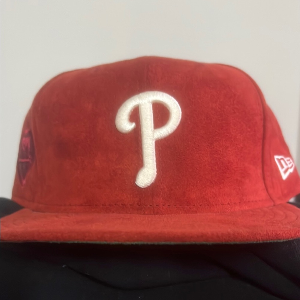 New Era Red Cap with White Logo (Suede)